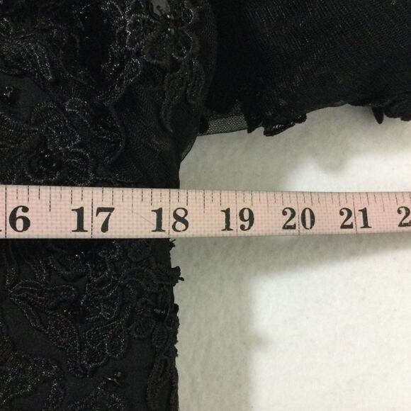 FORMAL SZ 12 L black pleated beaded embroidered lace up hi low maxi dress B169 - Picture 5 of 8